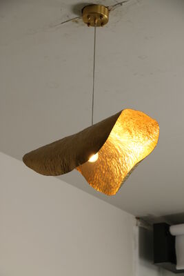 Nordic Modern Brass Crystal Handmade Lotus Leaf Blown Glass Hanging Lighting Single Hanging Kitchen Chandelier Hangend Lights