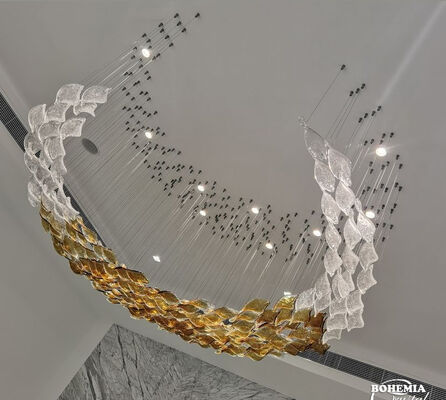 Op Maat Gemaakte Europese Stijl Amberkleurig Glazen Vallende Bladeren Woonkamer Esthetische Decoratieve Plafondlampen