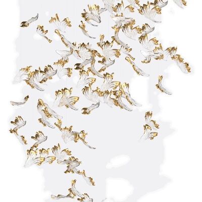 Op maat gemaakte decoratieve glazen hanglamp voor hotellobby, moderne led plafond kroonluchter verlichting, gouden blad accessoires