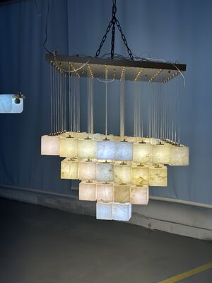 Moderne natuurlijke marmeren kroonluchter Luxe natuurlijke Spaanse villa woonkamer lampstaander Restaurant Alabaster hanglamp