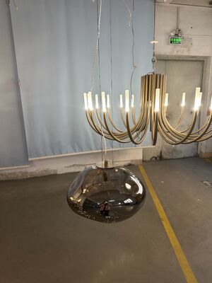 Moderne gouden metalen LED K9 luxe kristallen kroonluchter grote ronde hanglamp voor hotel slaapkamer woonkamer met E12 fitting