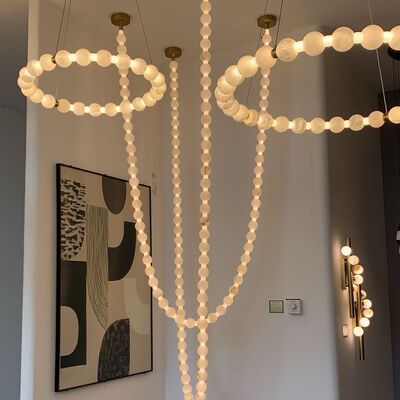 Lange halsketting marmeren kralen connector hanglamp boeddhistische gebedskralen decoratie duplex trap grote kandelaar licht