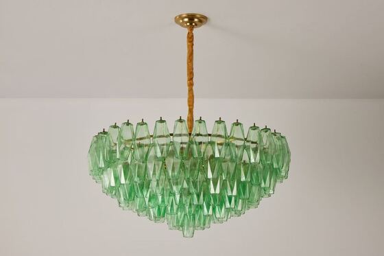 Handgemaakte marineblauwe glazen kroonluchter met messing afwerking voor verlichting in woonkamer, eetkamer, slaapkamer