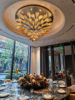 Creatief ontwerper Licht Luxe Hotel Lobby Loft Villa Woonkamer Petal Trap Custom kandelaar Warm wit Contemporary