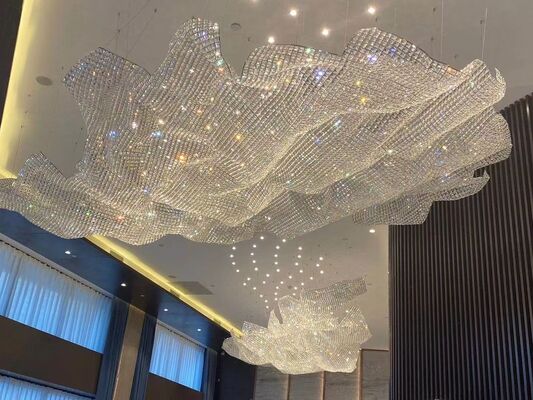 Op maat gemaakte moderne Europese kristallen lint spiraal kroonluchter banket kunst decoratie lichtarmatuur
