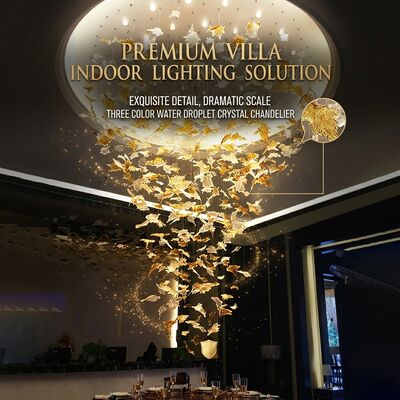 Drie kleuren waterdruppel kroonluchter kristallen hanglamp AC220V drukknopschakelaar in hoogte verstelbaar 50 cm hotel